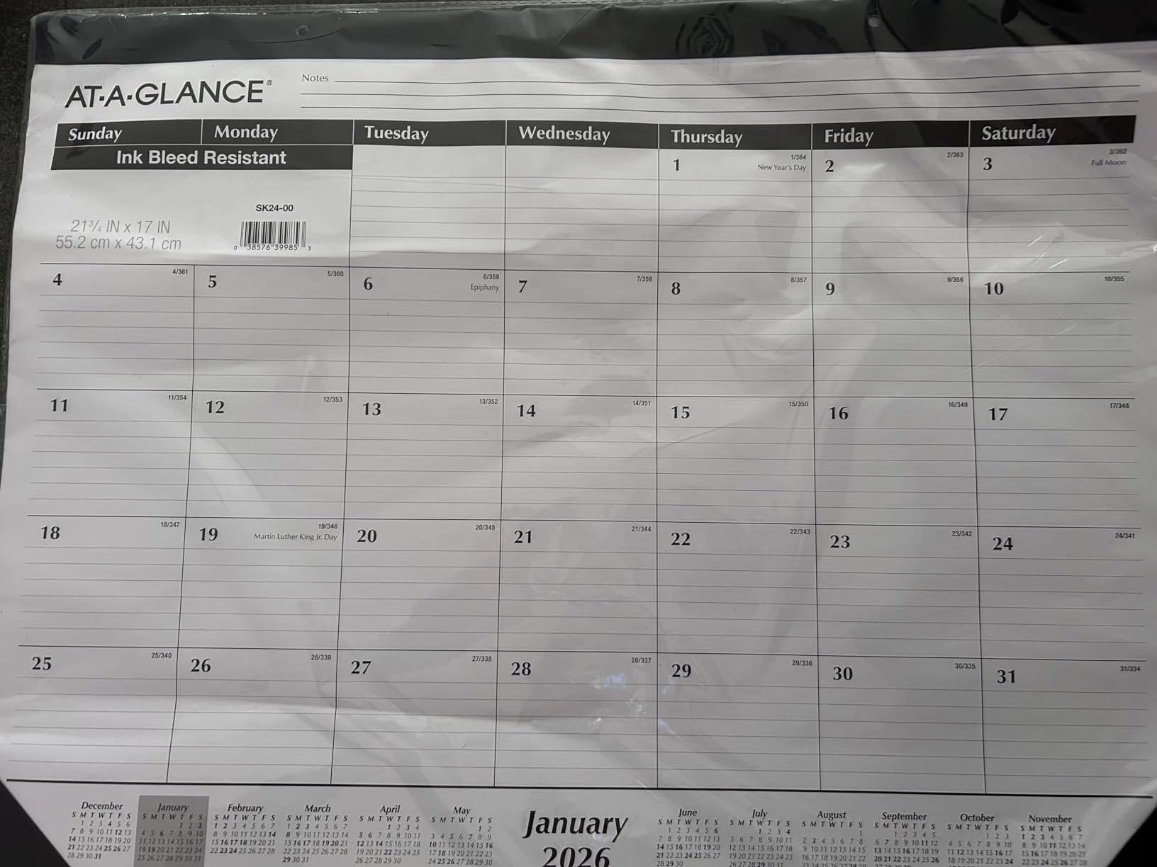 AT-A-GLANCE 2026 Desk Calendar, Monthly, Desk Pad, 21-3/4