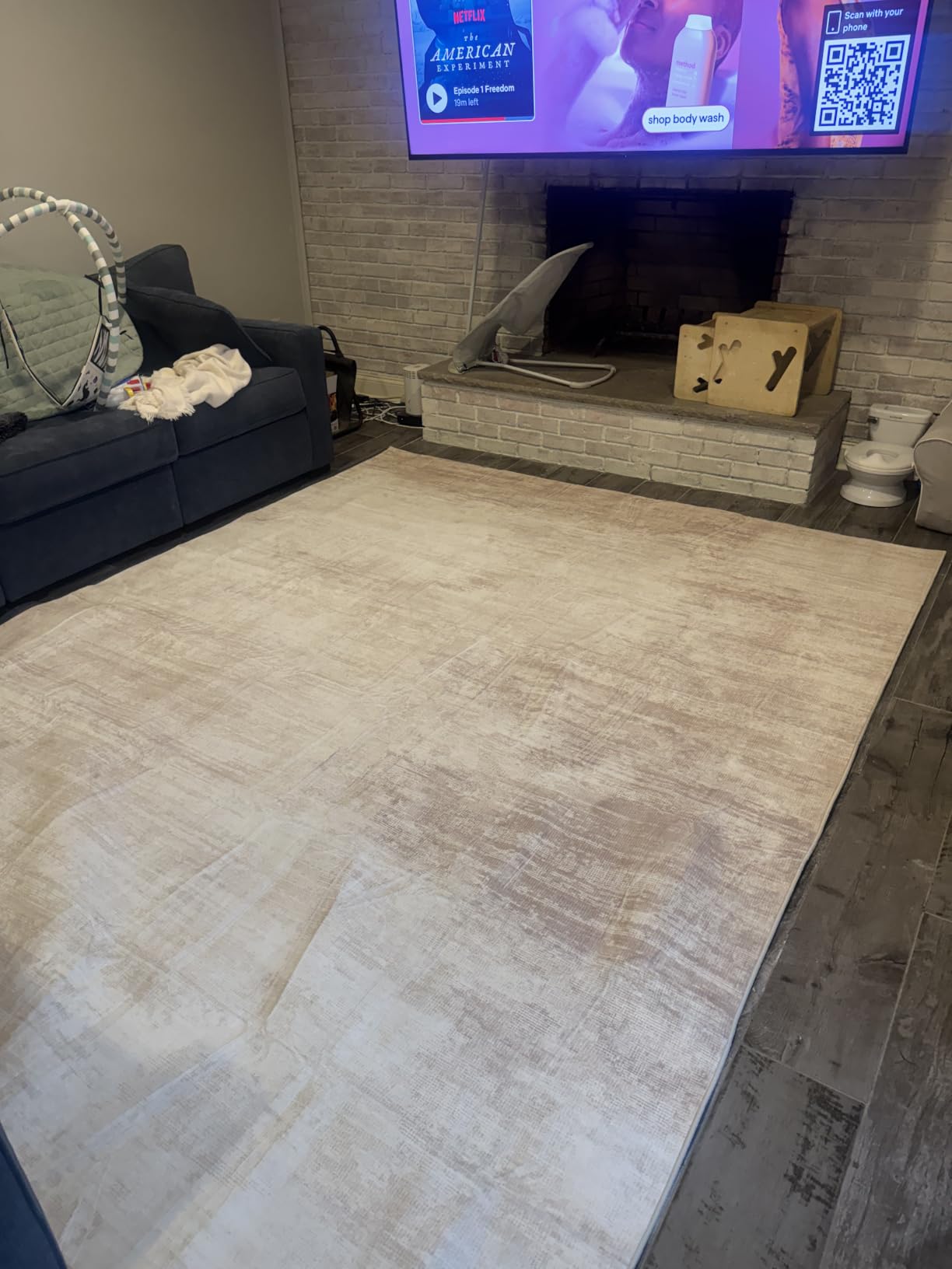 Area Rugs 9x12 Living Room: Washable Rug Modern Abstract Large Rugs Soft Non Slip Neutral Rug Stain Resistant Indoor Carpet for Bedroom Kitchen Dining Room Table Nursery Home Office Rugs(Beige,9'x12') customer photo 1