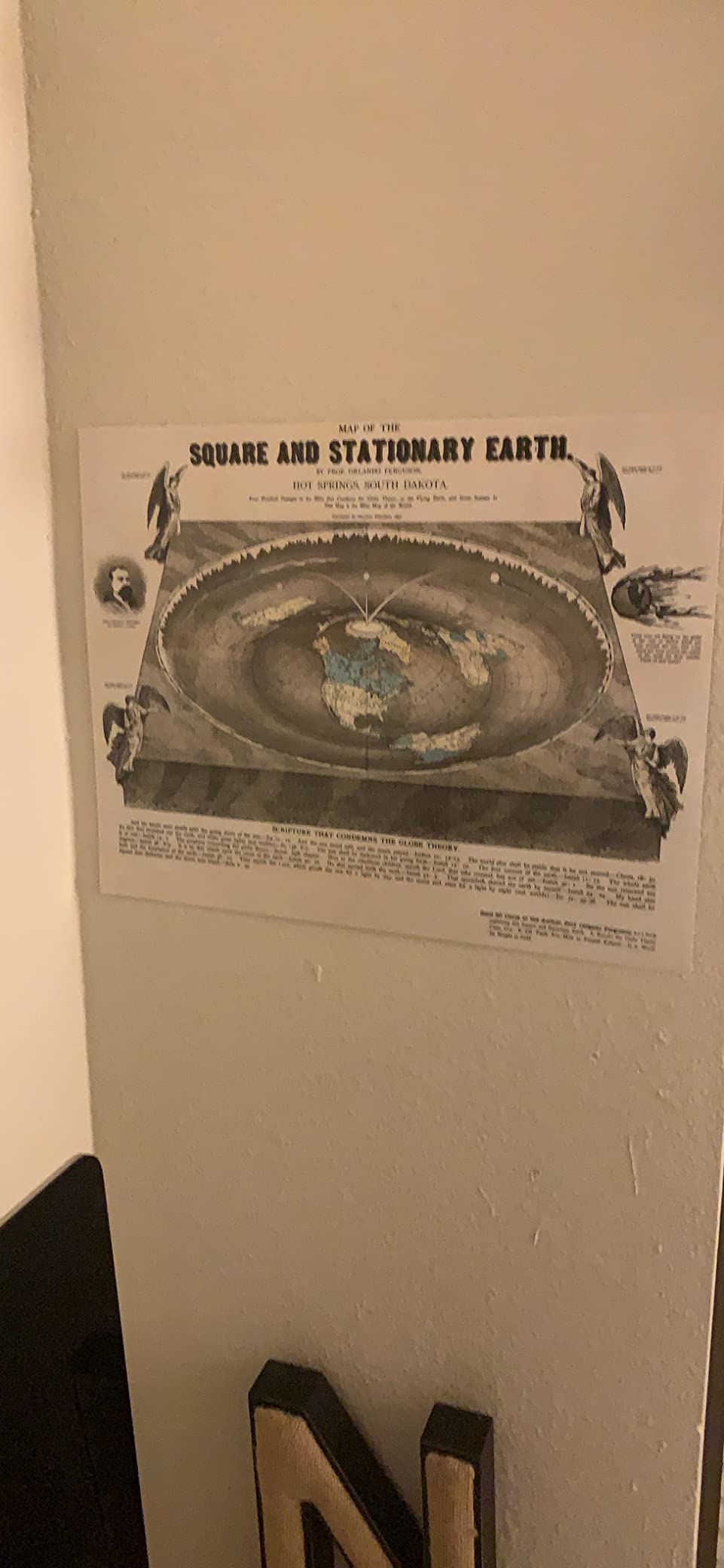 Orlando Ferguson Flat Earth Reproduction Map 11x14 Framed Poster - Vintage Scientific Print, 19th-Century Theory, Historical Science, Flat Earthers, Antique Office Decor, Library, Classroom customer photo 1