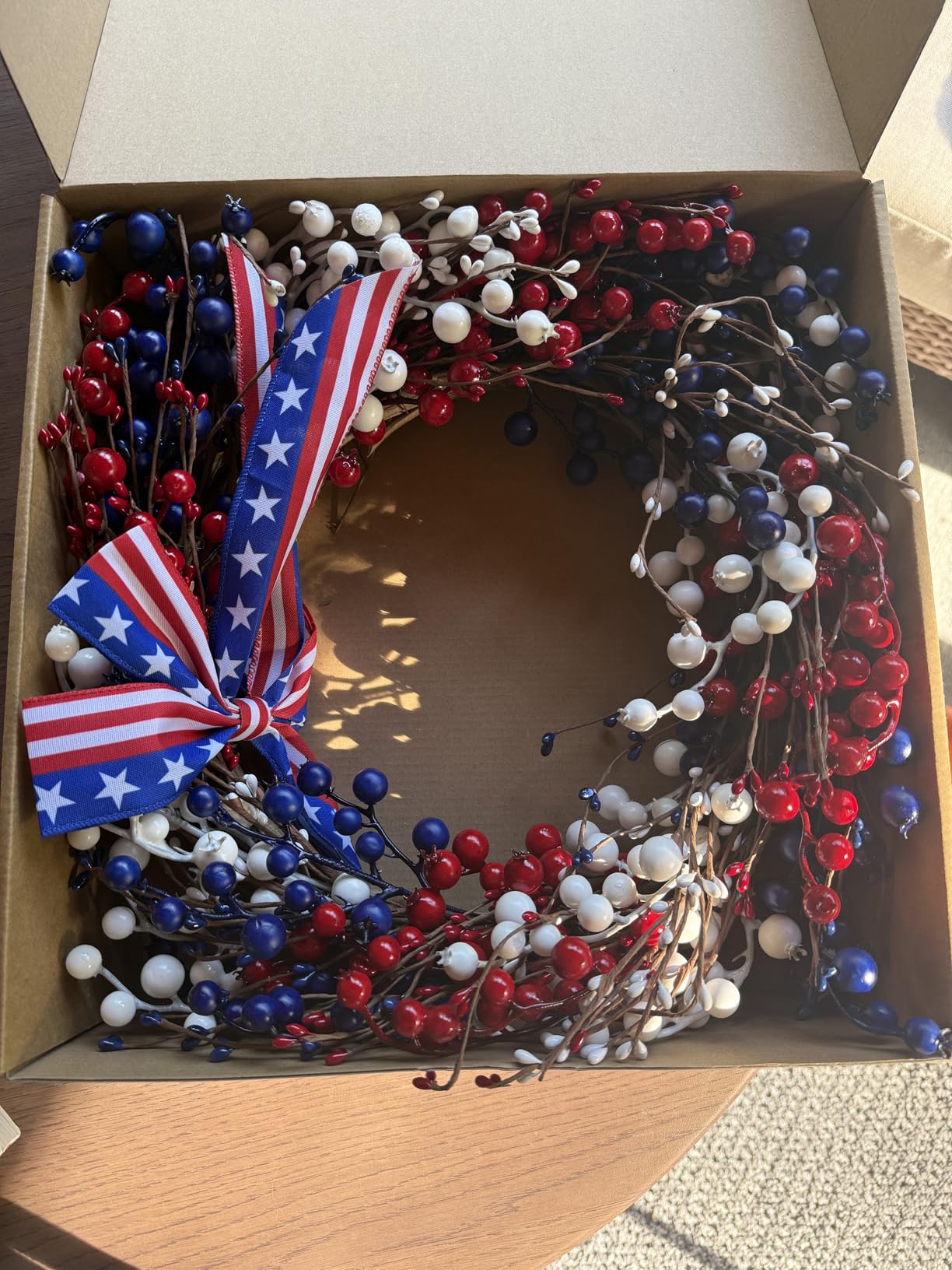 4th of July Wreaths for Front Door 22 Inch Patriotic Wreath American Red White Blue Wreath for Independence Day July 4th Flag Day Memorial Day customer photo 2