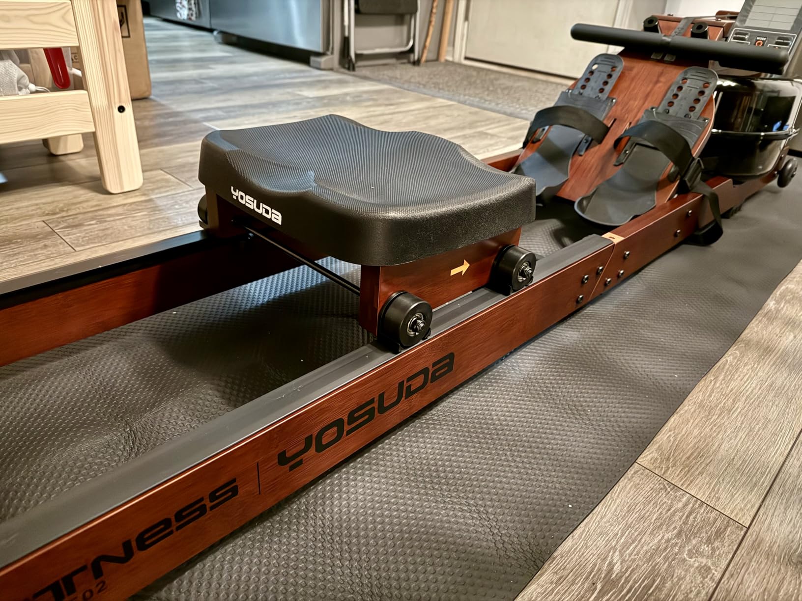 YOSUDA Water Rowing Machine Foldable for Home Use 5.8 Gal Large Water Tank | Immersive Wooden Water Rower Machine, Dedicated Monitor & Bluetooth APP, 4-Blade Paddle, 400LBS Weight Capacity customer photo 2
