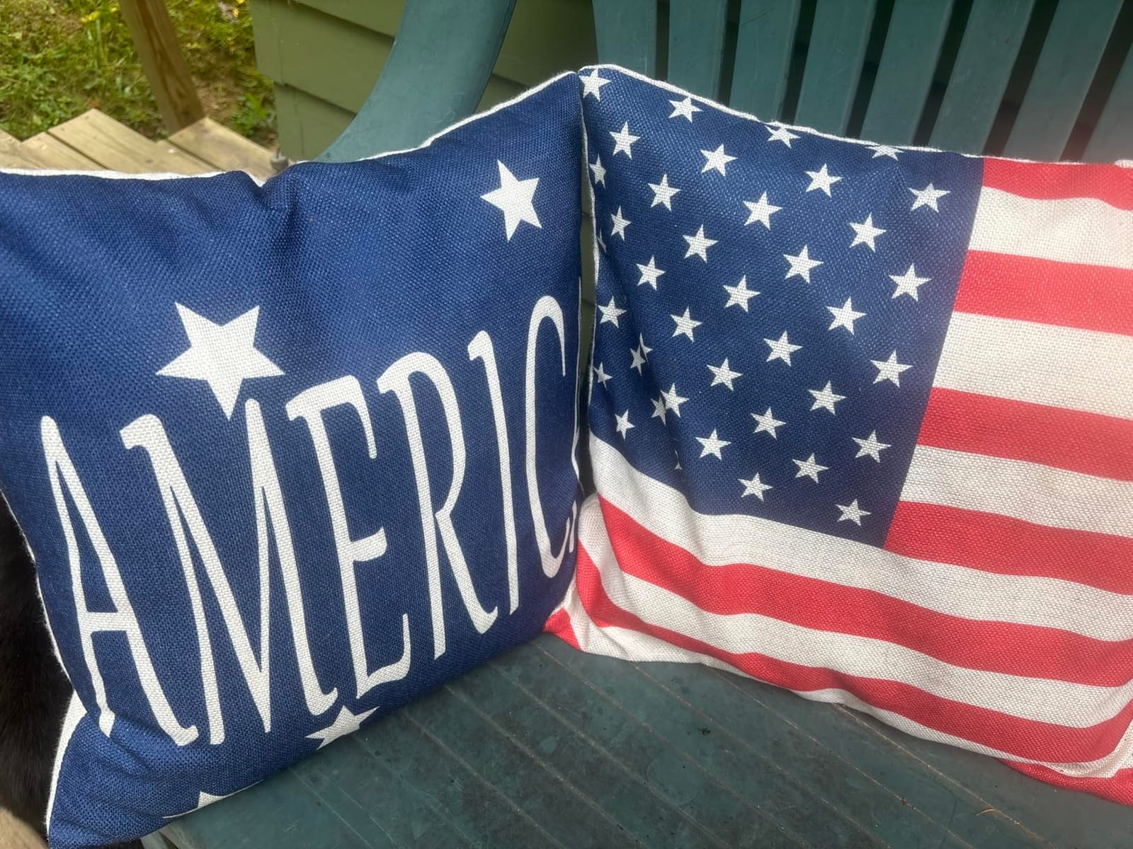 Hongsome 4th of July Throw Pillow Covers 18x18in Set of 4,Patriotic Pillow Case for Independence Day,Memorial Day,Veteran's Day,USA,American Summer Outdoor Red White Blue Decorations customer photo 1