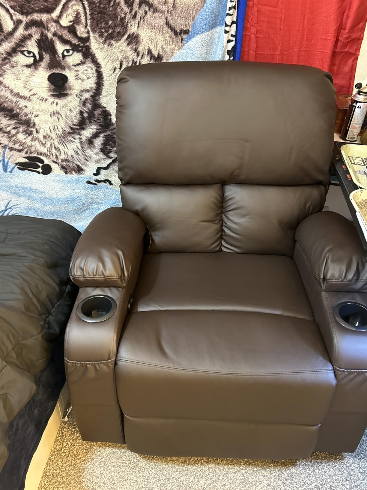 LAFWELL Rocking Recliner Chair, Massage Rocker Recliner Chair with Vibration Massage and Heat, USB and Type-C Ports, 360° Swivel Faux Leather Chairs, Living Room, Bedroom, Nursery, RV, Black customer photo 2