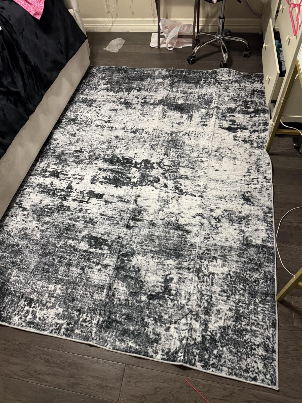 5x7 Area Rug Living Room: Modern Washable Indoor Carpet Black | For Bedroom Dining Room Farmhouse Nursery Hallway Office, Modern Abstract, Machine washable, Non-Slip, Stain Resistant, Indoor customer photo 1