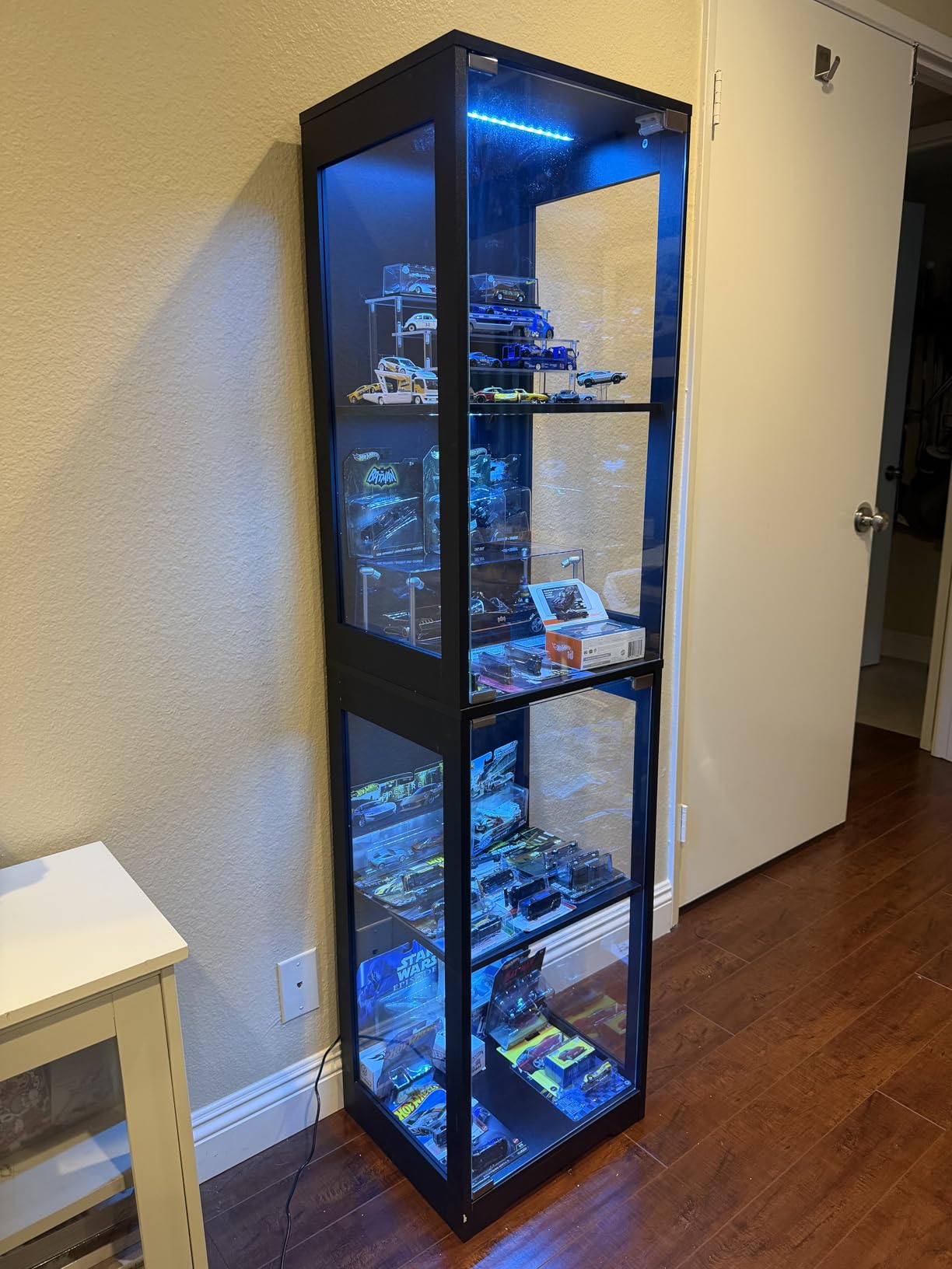 BROTTAR Glass Display Cabinet, Display Case for Collectibles, Black | 4-Tier Curio Cabinets with 3 Color Lights & Human Body Sensor, Storage Cabinet with Glass Door customer photo 2