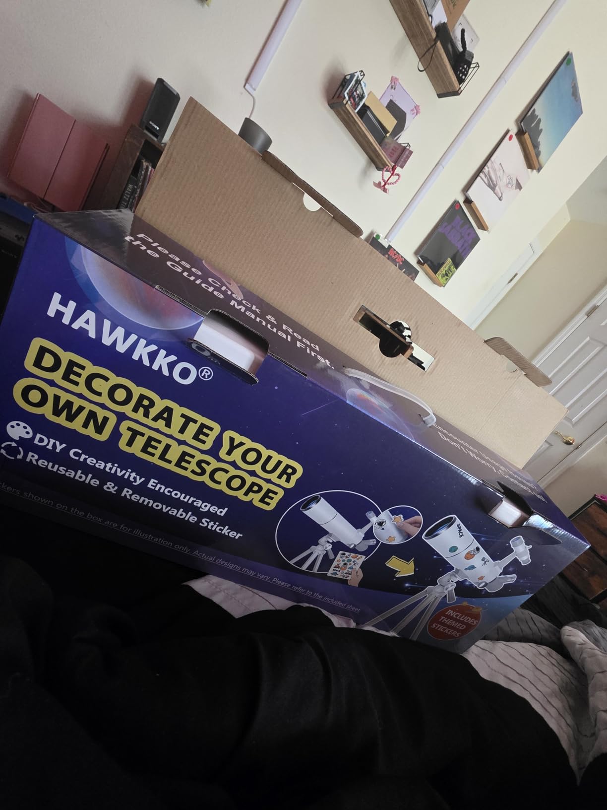 Hawkko 80mm Aperture 500mm Telescope for Kids 8-12 & Adults Beginners | Astronomical Refractor Telescope Kit for Beginners with Decorate Stickers, AZ Tripod, Phone Adapter customer photo 1