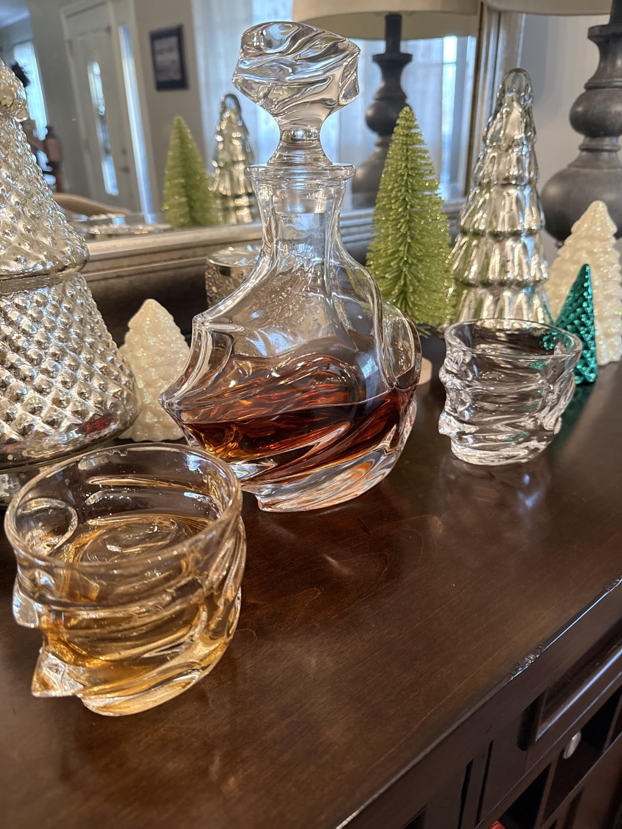 TsukiGlass Storm Japanese Crystal Whisky Decanter, 750ml, Gifts for Men | 100% Ultra Clarity customer photo 2