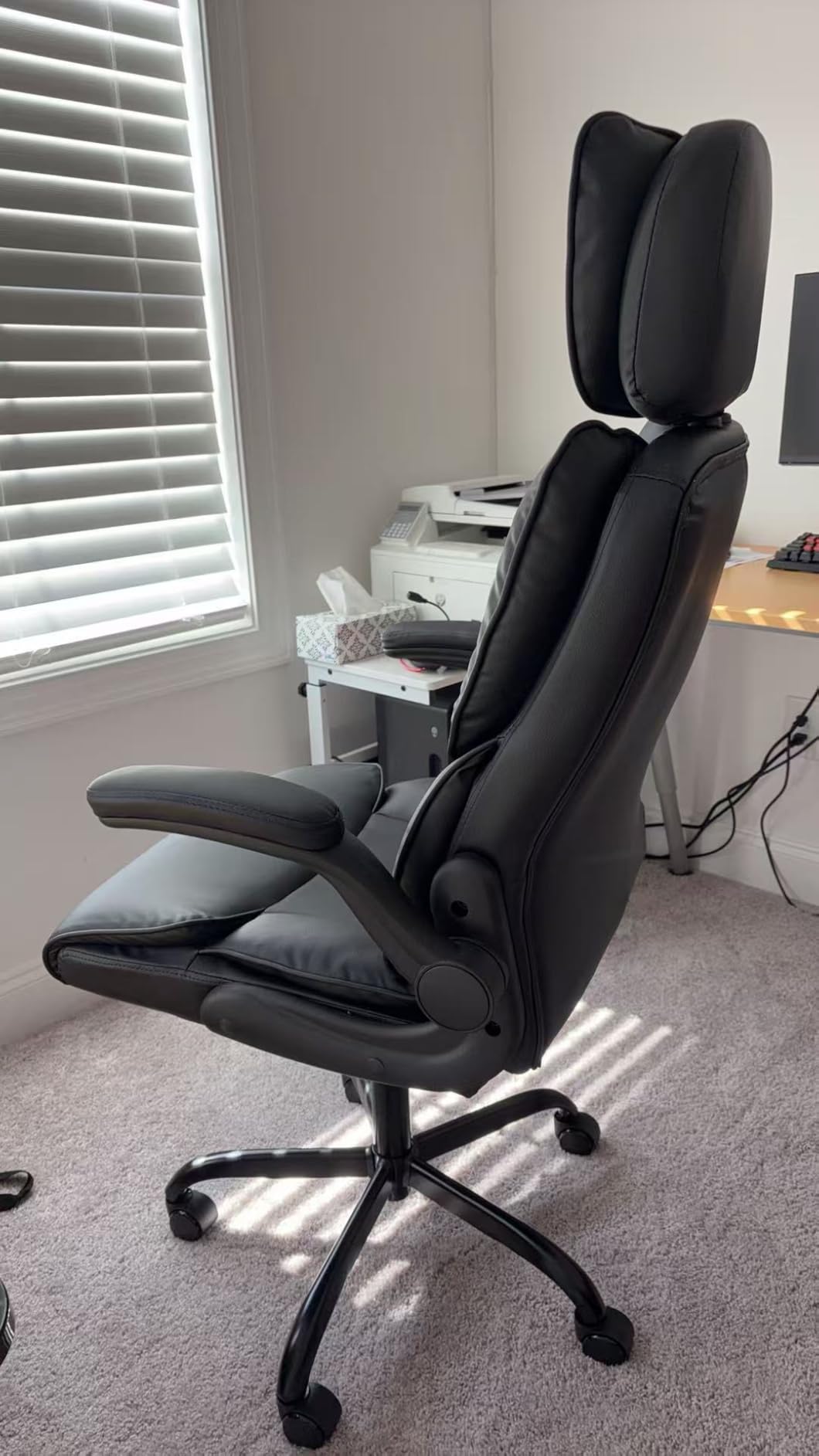 Sytas 400lbs Big and Tall Office Chair with Adjustable Headrest | Heavy Duty Executive Chair with Lumbar Support, High Back Computer Chair with Backrest and Flip-up Arms for Home Office, Black customer photo 1