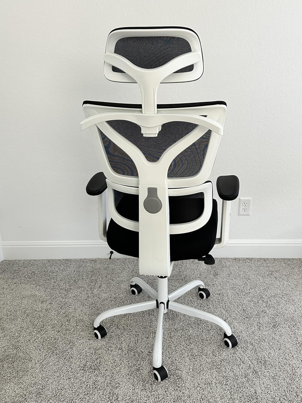 Ergonomic High Back Mesh Office Chair, Lumbar Support (Black) | Smooth 90° to 135° recline for work, read, or rest. Swivel big and tall gaming Chair. Adjustable armrest headrest height. customer photo 1