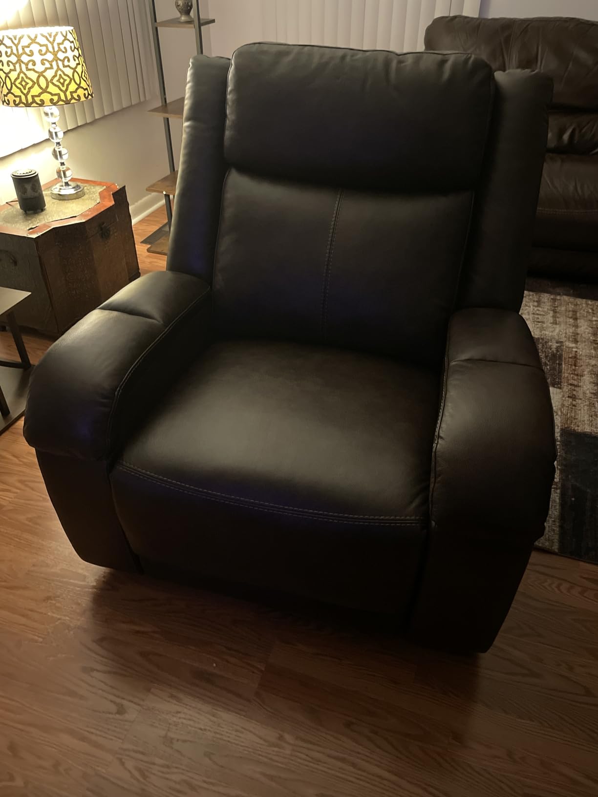 Watson & Whitely Oversized Genuine Leather Power Recliner Chair, Navy Blue | Wall Hugger Recliner for Big and Tall, Power Headrest, Charging Ports, Extra-Large Reclining Sofa for Living Rooms customer photo 2