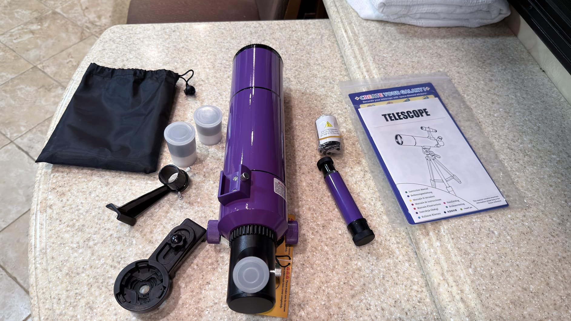 Dianfan Telescope for Kids & Adults, 80mm 500mm Portable Refractor, Purple | High Powered Astronomy Travel Telescope for Beginners, Fully Multi-Coated Optics, Tripod, Phone Adapter, Stickers & Backpack customer photo 2