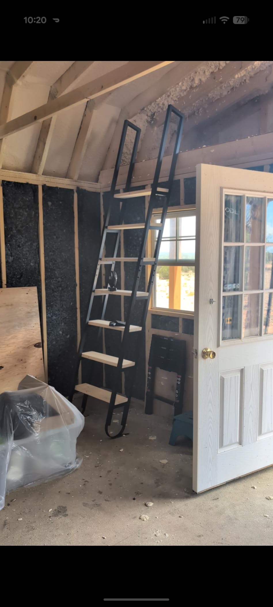10.35FT Industrial Style Loft Ladder, 8 Steps with Black Steel Handrails & Solid Wood Steps, 450lbs Capacity, Fits 8.2-9FT Installation Height, for Attic, Kitchen, Warehouse, Bookshelf & Outdoor customer photo 1
