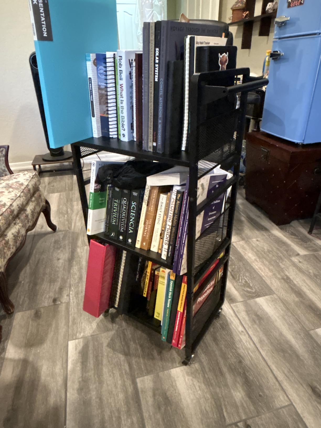 UMDONX Heavy Duty Double-Sided Book Cart | Features Silent Wheels and 3 Magnetic Shelves; Suitable for Home, Office, Library, and School customer photo 2