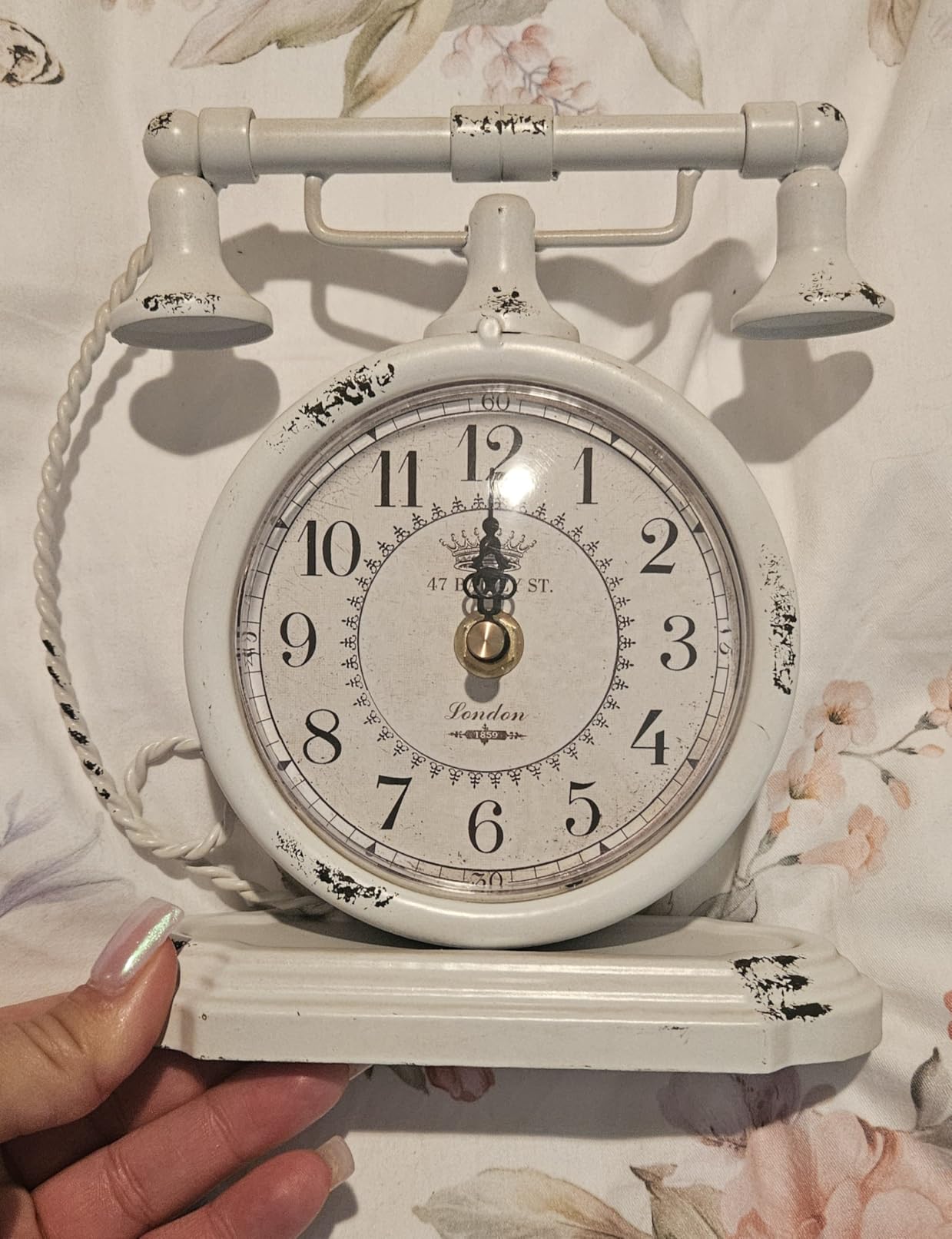 Glod Vintage Table Clock, Antique Telephone Style Mantel Clocks | Desk and Shelf Decor Clock, for Living Room, Farmhouse, Bedside, Bedroom, Gift (7.3