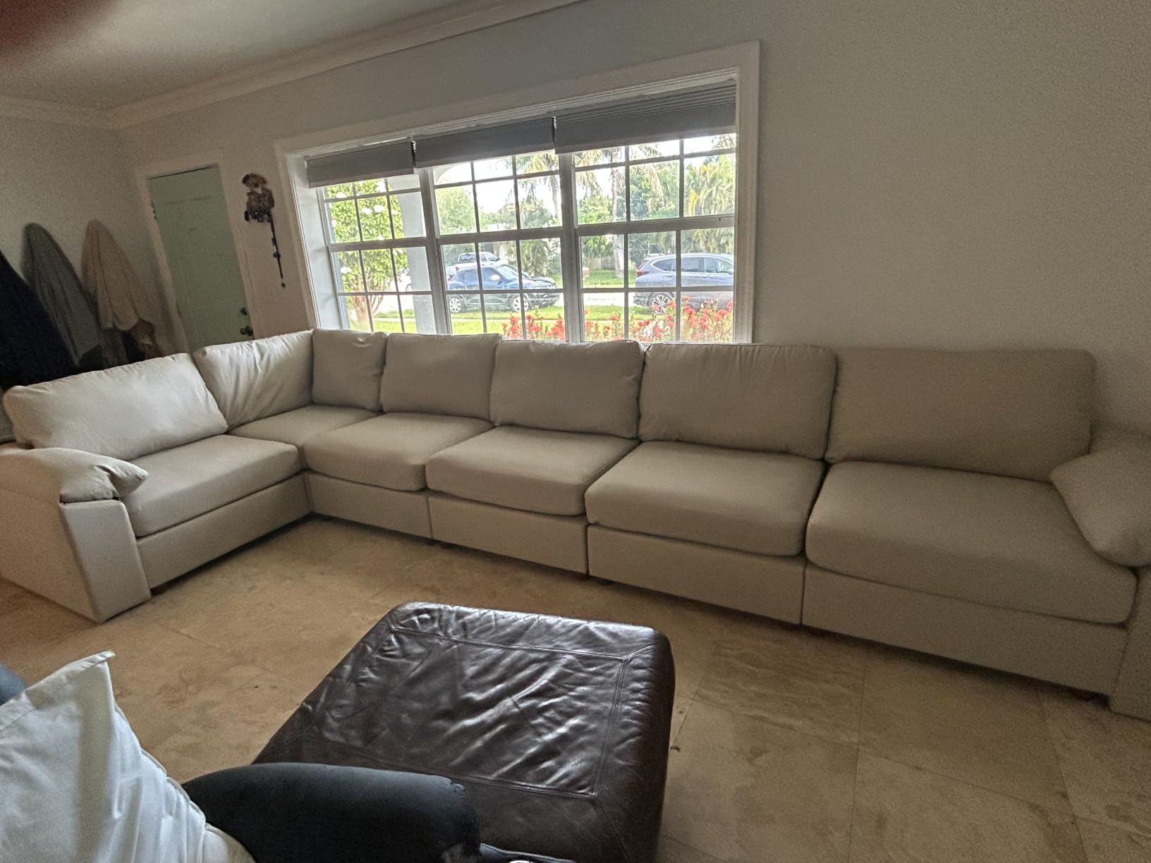 EASE MOOSE Sectional Couches for Living Room, U Shaped Modular Sofa, Beige - Pet-Friendly Faux Leather, Large Deep Seat, Easy to Clean, Solid Wood Frame, Easy Assembly, Scratch Resistant customer photo 1