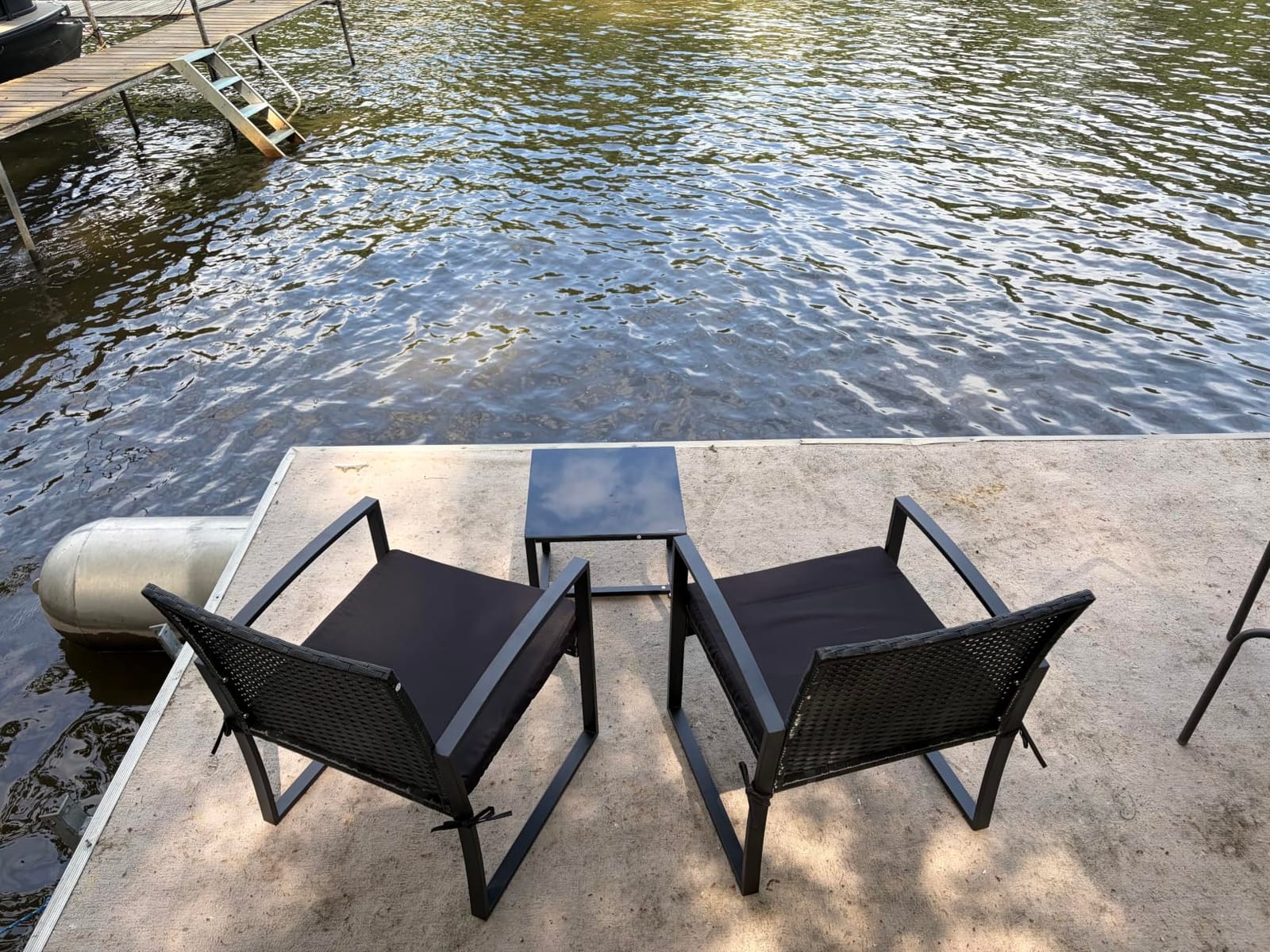 Murago Outdoor 3-Piece Wicker Bistro Set, Patio Conversation Set | 2 chairs with Coffee Table, for Balcony, Porch, Garden, Yard, Poolside, Black Frame & Black Cushion customer photo 2