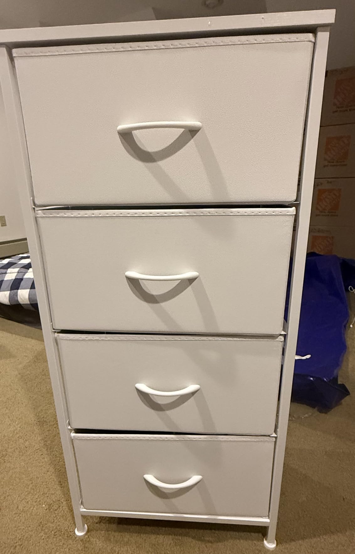 DUMOS Nightstand, Bedside Table with 4 Fabric Drawers, Night Stand with Removable Bins, Steel Frame Wood Top, Organizer Furniture for Bedroom Closet, Living Room, Chalky customer photo 2