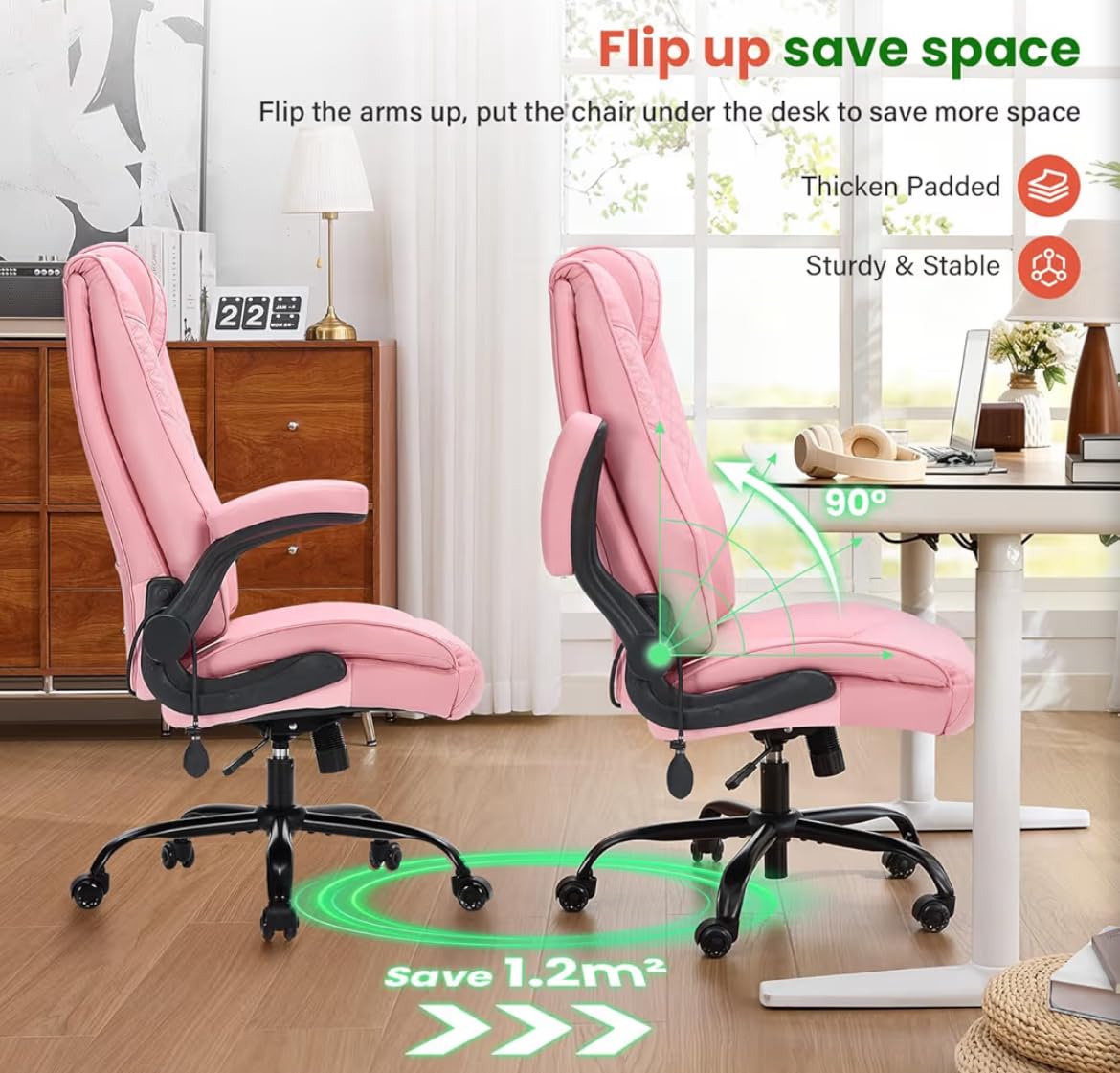 CIOMAN 500lbs Big and Tall Office Chair with Inflatable Lumbar Support, Rubber Wheels Executive Chair with Rocking Function, High Back Wide Cushion Ergonomic Desk Chair for All-Day Sitting,Black customer photo 1