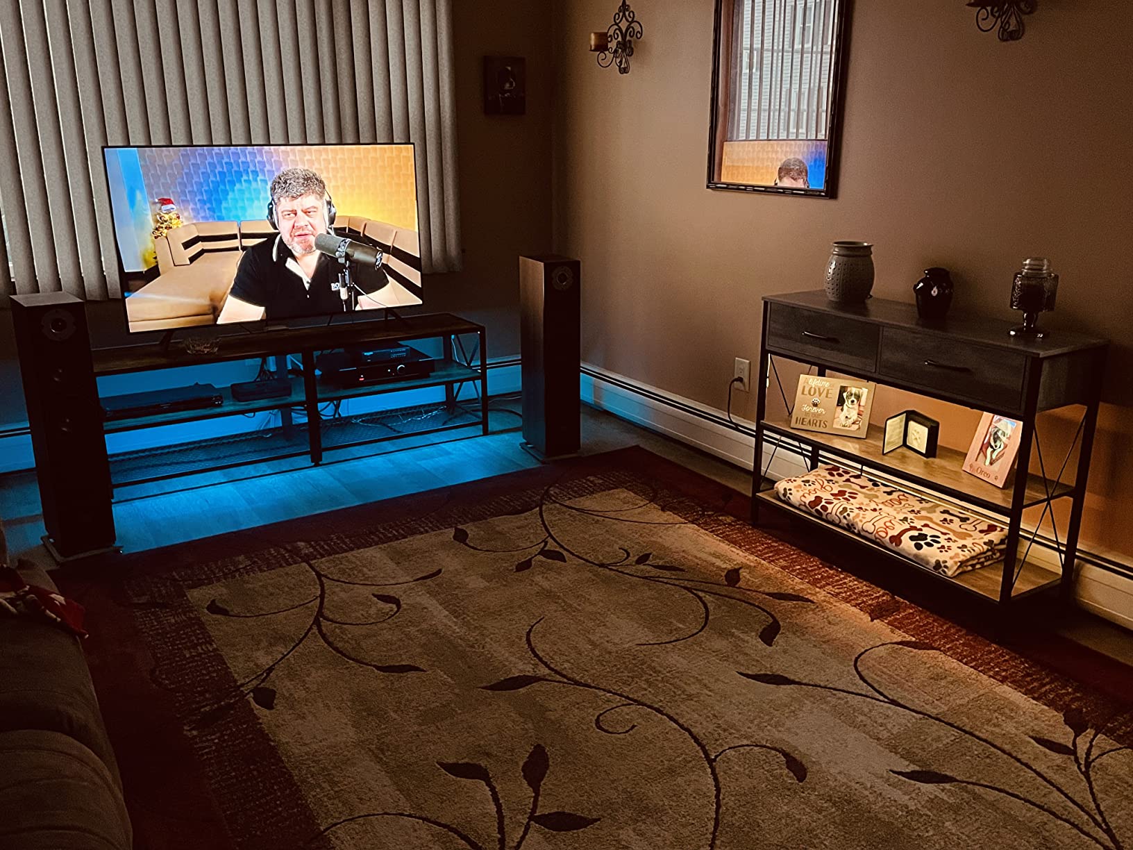 VASAGLE 58 Inch TV Stand, Mid Century Entertainment Center with Storage, Media Console Table for Living Room, TV table with Fluted Sliding Doors for 65'' TV, Walnut, MIRIANA Collection ULTV633K101 customer photo 1