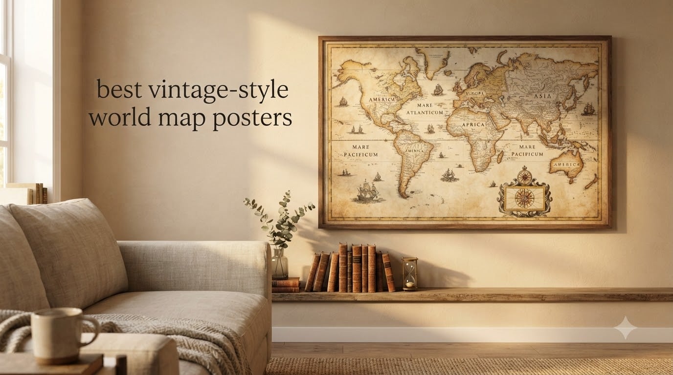 best vintage-style world map posters