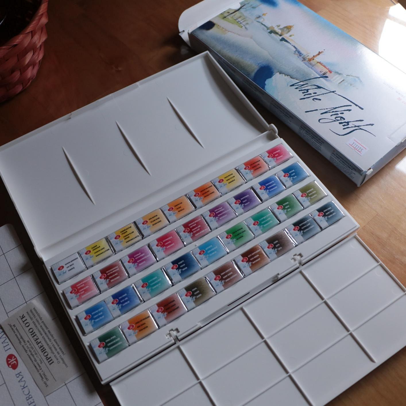 White Nights Professional Watercolor Set 36 Full Pans of Extra Fine Artist Grade Pigments, Vibrant Lightfast Colors in Durable Plastic Box by Nevskaya Palitra customer photo 2