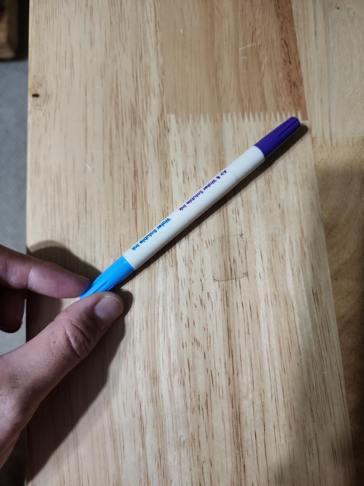 Dritz Dual Purpose Disappearing Ink & Mark-B-Gone, Marking Pen, Blue and Purple, 8.75 x 2.88 x 0.5 | Disappearing Ink & Mark-B-Gone Fabric Marking Pen customer photo 1