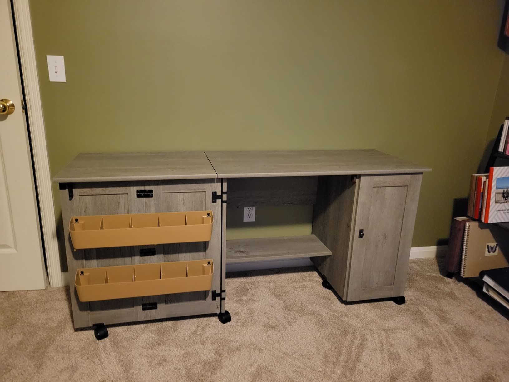 Sauder Folding SewingTable & Craft Cart Storage Cabinet, in Soft White customer photo 2