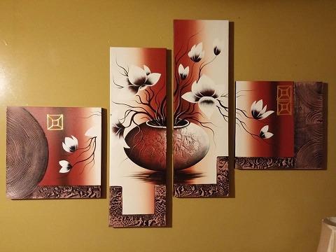 Wieco Art Huge Size Artwork 4 Panels 100% Hand-painted Modern Canvas Wall Art Elegant Flowers Paintings for Wall Decor Floral Oil Paintings on Canvas Art customer photo 2