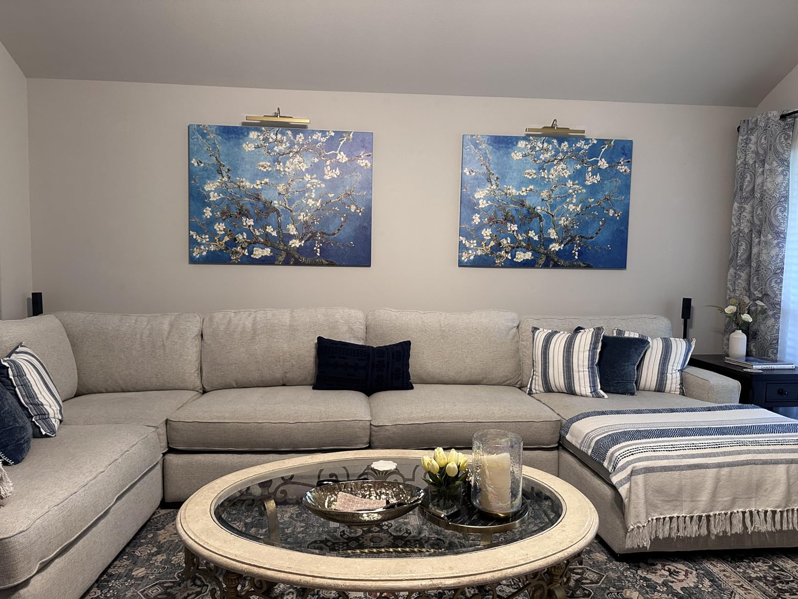 Wieco Art Almond Blossom Modern Framed Floral Giclee Canvas Prints By Van Gogh Famous Oil Paintings Reproduction Flowers Pictures on Canvas Wall Art Ready to Hang for Bedroom Home Decorations customer photo 2