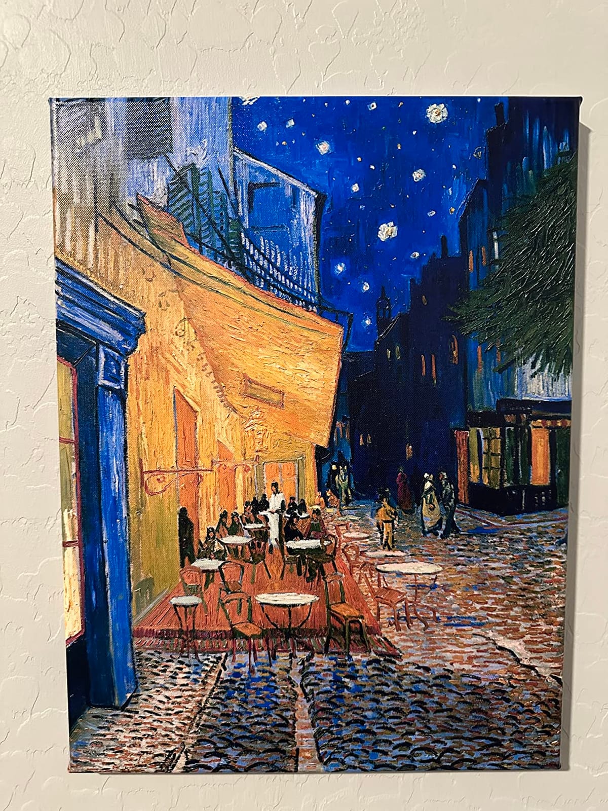 Wieco Art Cafe Terrace at Night Modern Stretched and Framed Giclee Canvas Prints Van Gogh Oil Paintings Reproduction Cityscape Picture on Canvas Wall Art Ready to Hang for Bedroom Home Decor customer photo 2