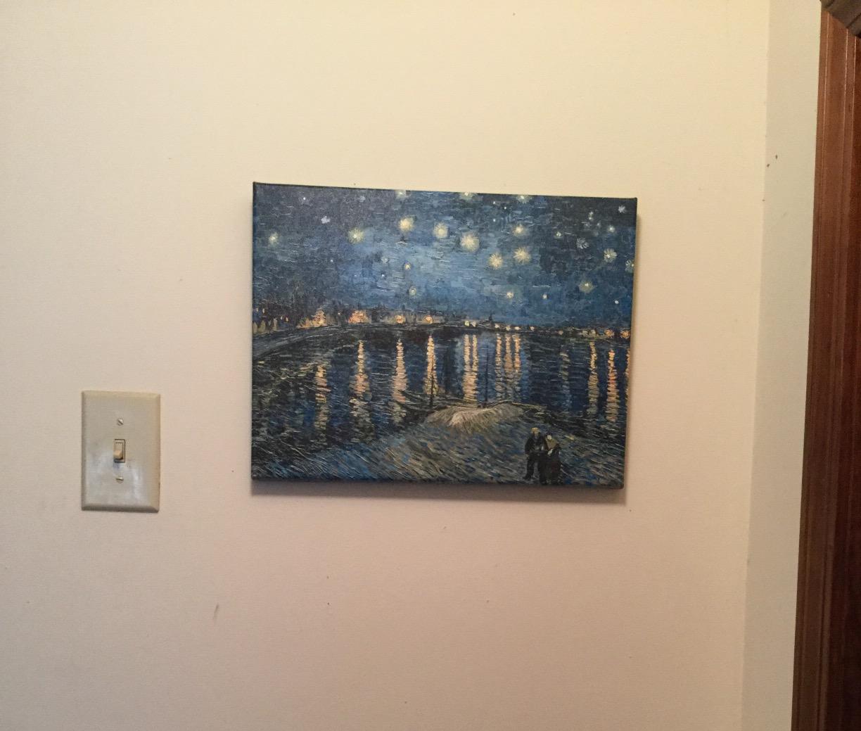 Wieco Art Starry Night Over the Rhone by Van Gogh Famous Oil Paintings Reproduction Modern Canvas Print Artwork Seascape Pictures on Canvas Wall Art for Home Office Decorations customer photo 1
