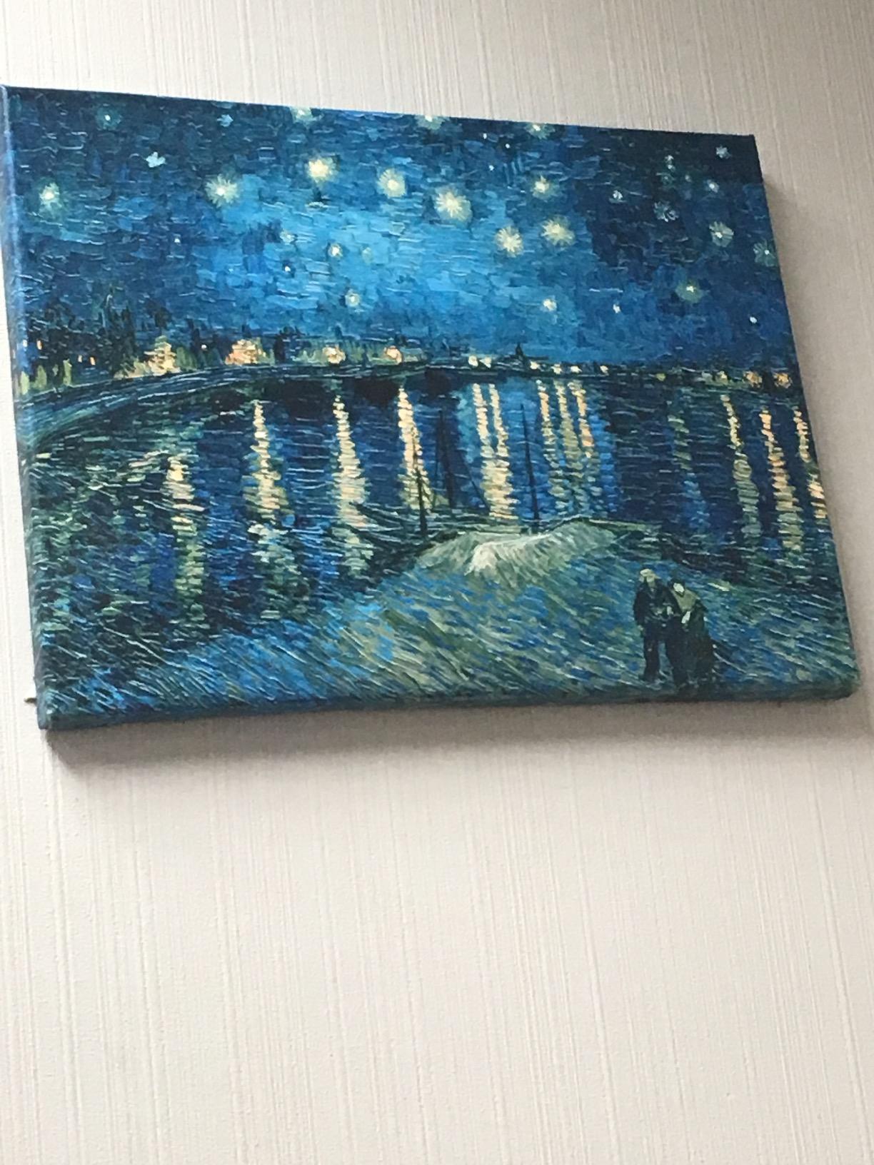 Wieco Art Starry Night Over the Rhone by Van Gogh Famous Oil Paintings Reproduction Modern Canvas Print Artwork Seascape Pictures on Canvas Wall Art for Home Office Decorations customer photo 2