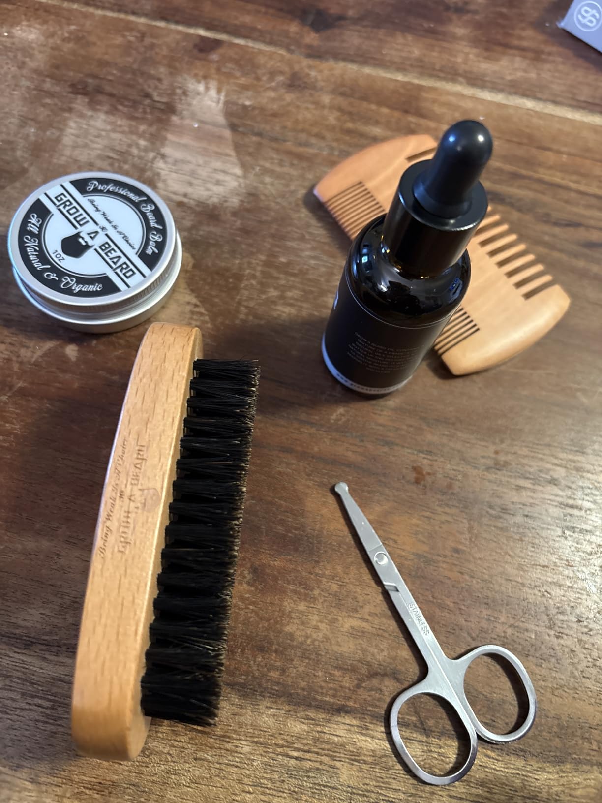 Beard Brush For Men & Beard Comb Set w/Mustache Scissors Grooming Kit, Natural Boar Bristle Brush, Dual Action Wood Comb, And Travel Bag Great For Christmas Gift customer photo 2