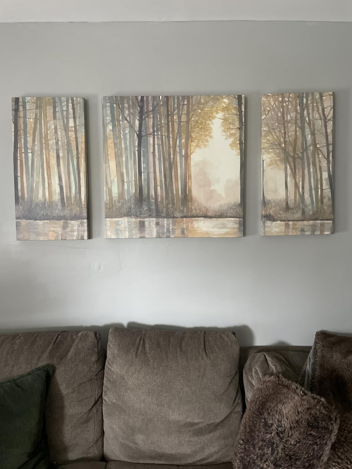 Madison Park Wall Art Living Room Décor - Triptych Scenery Watercolor Canvas, Home Accent Modern Dining Decoration, Ready to Hang Painting for Bedroom, Multi-Sizes, Natural Forest Reflection 3 Piece customer photo 1