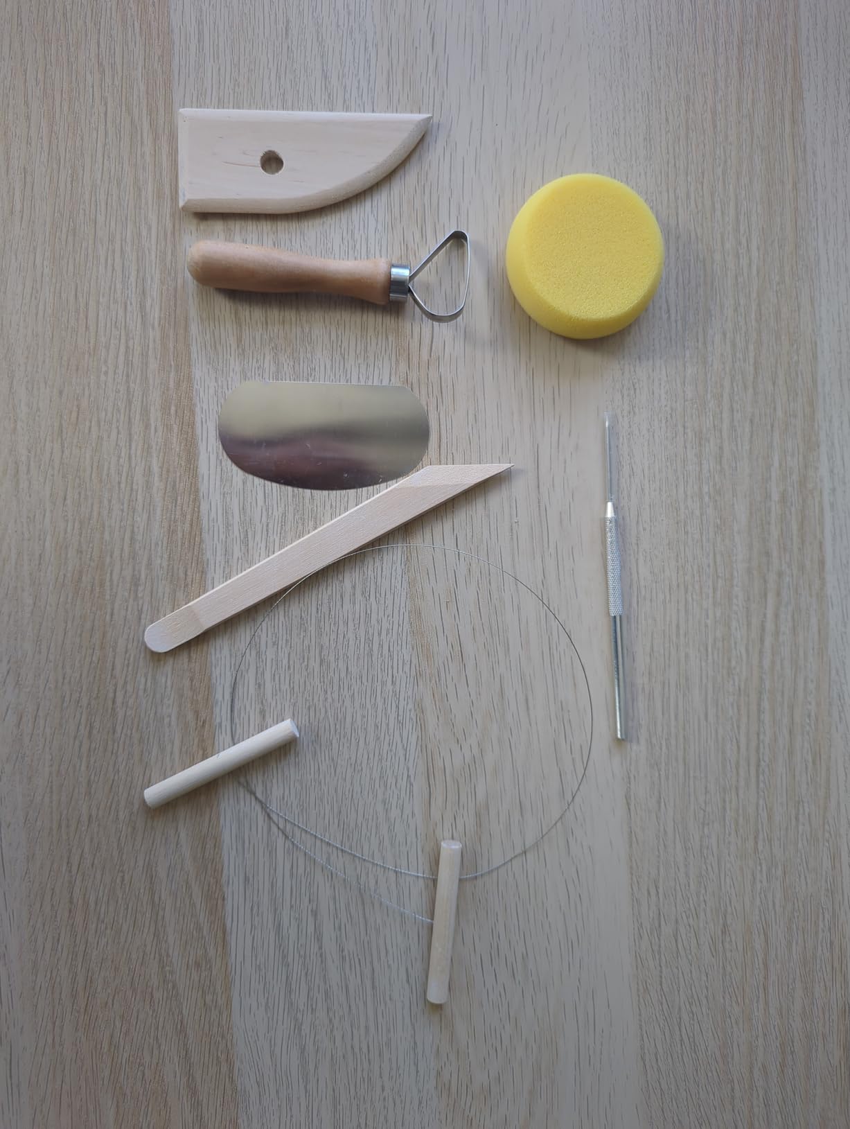 Evwoge 8-Piece Pottery Tool Set, Wooden Clay Sculpting Tools with Sponge, Wire Cutter and Modeling Tools for Ceramics customer photo 1
