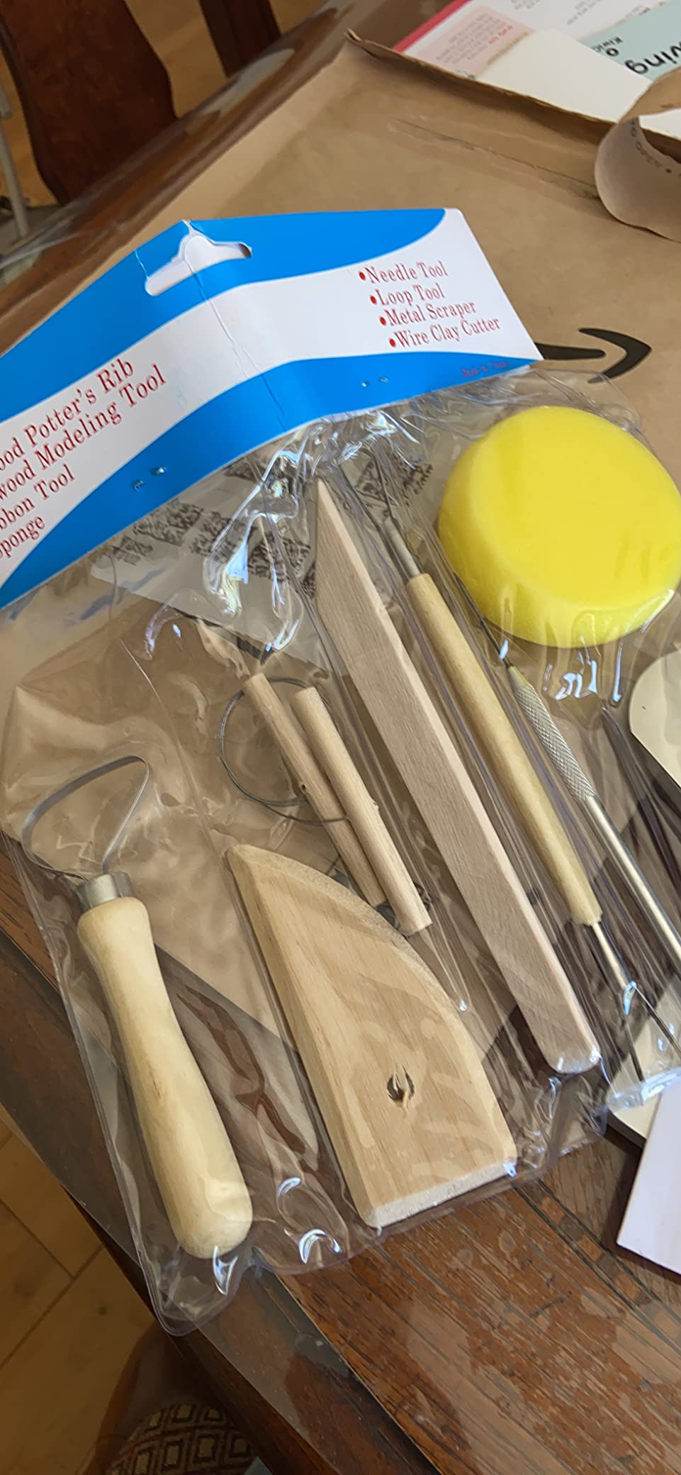 Evwoge 8-Piece Pottery Tool Set, Wooden Clay Sculpting Tools with Sponge, Wire Cutter and Modeling Tools for Ceramics customer photo 2