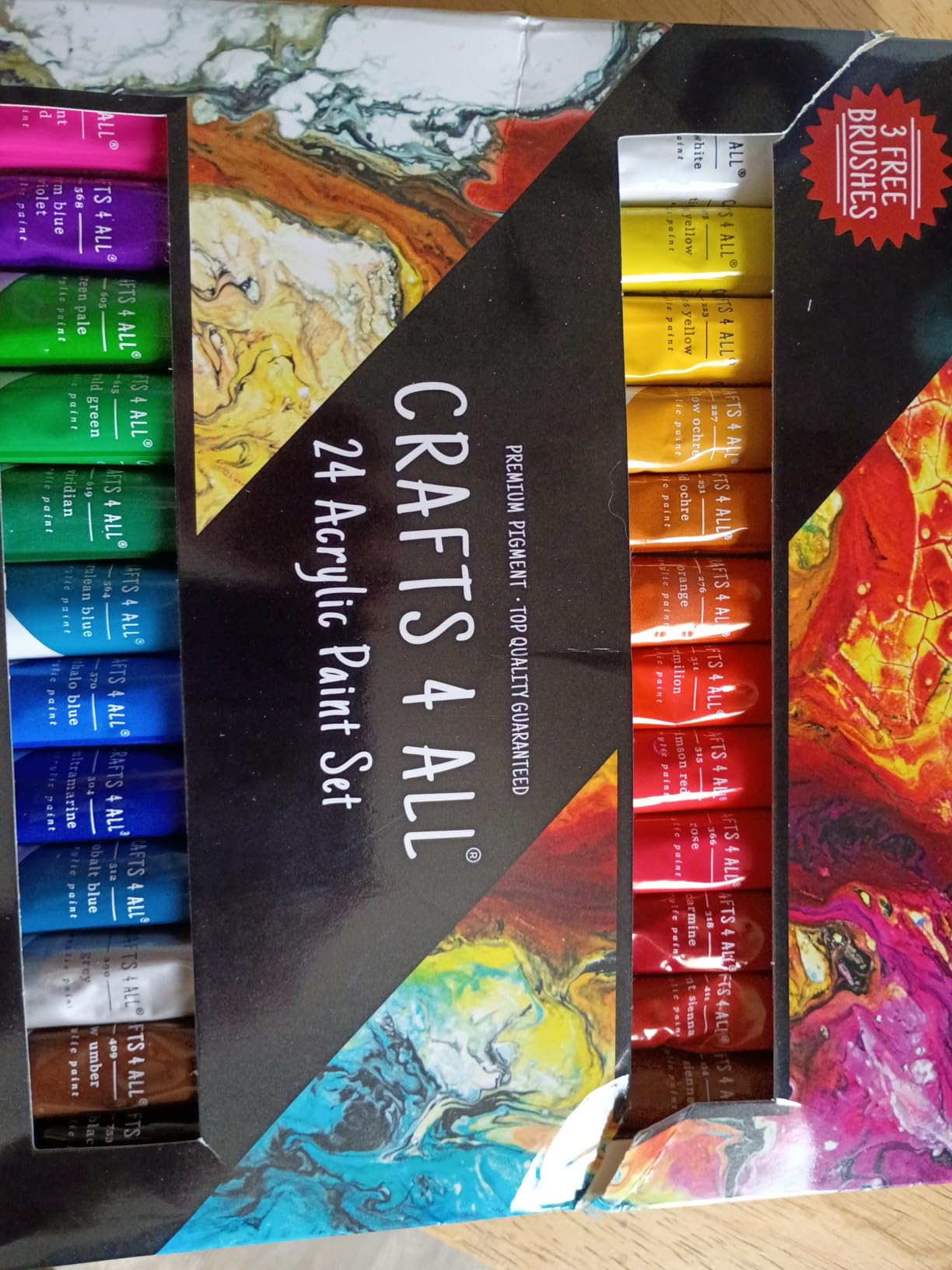 Crafts 4 All Acrylic Paint Set for Adults and Artists - 24 Pack of 12mL Paints with 3 Art Brushes, Non-Toxic Craft Paint for Easter Eggs, Ceramic Rock- Art Supplies customer photo 2