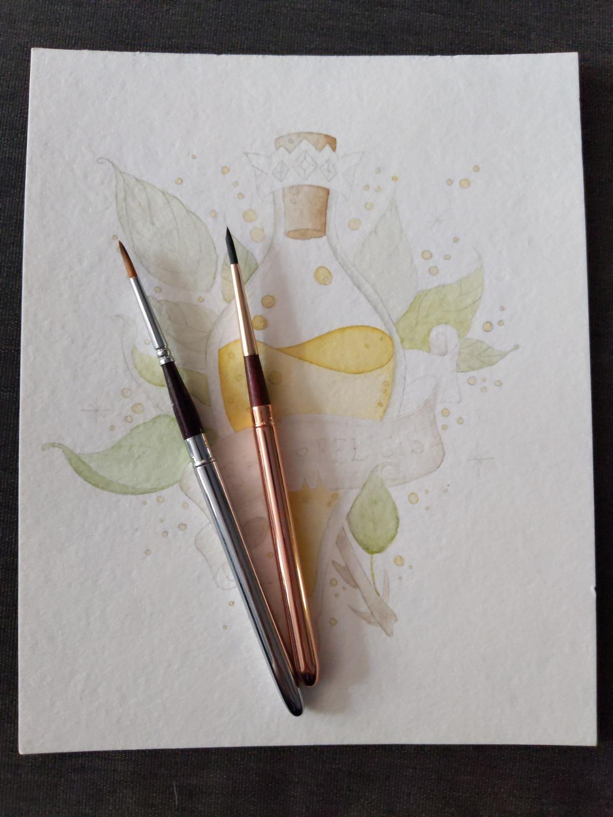 Travel Watercolor Brushes, Golden Maple 3pcs Watercolor Travel Brushes with Leather Pouch - Pointed Round for Watercolor Acrylics Gouache Ink Painting customer photo 1