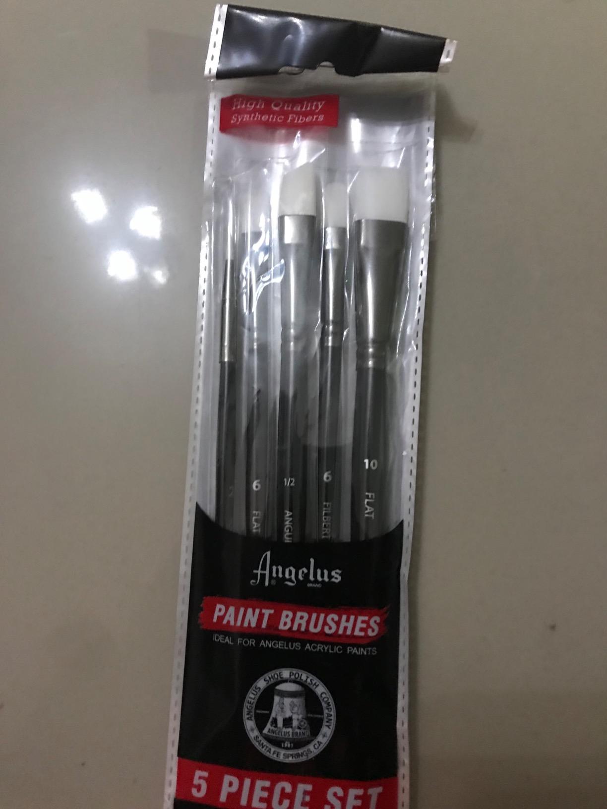 Angelus Paint Brush Set Round Flat Angular Artist Acrylic Paint Brush Set Shoe paint Brush set (5 pcs) customer photo 1