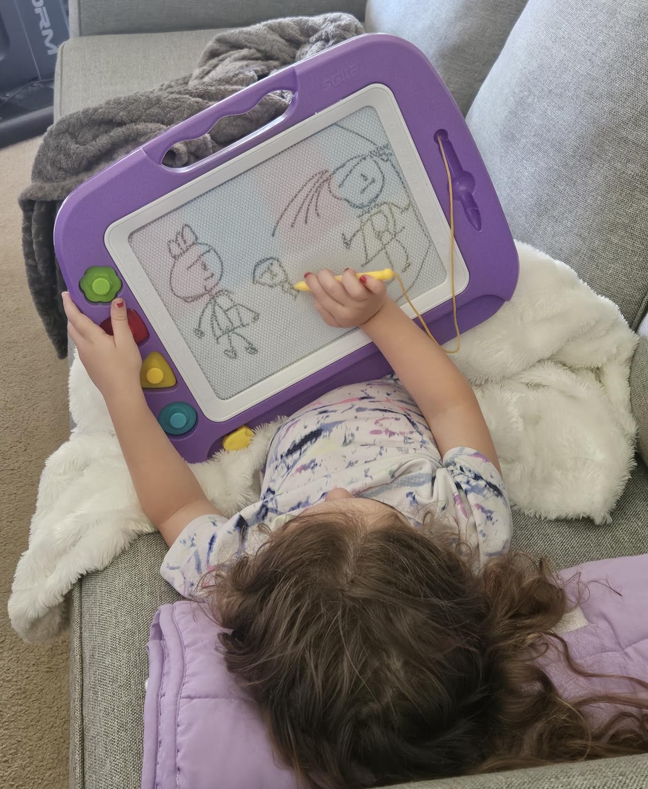SGILE Toddler Toys for Kids, Large Magnetic Drawing Board for Birthday Gift, Toys for 1 2 3 4 Year Old Girls Boys, Etch & Sketch Pad with 4 Stamps, Learning and Educational, 16 ×13 in, Blue customer photo 1