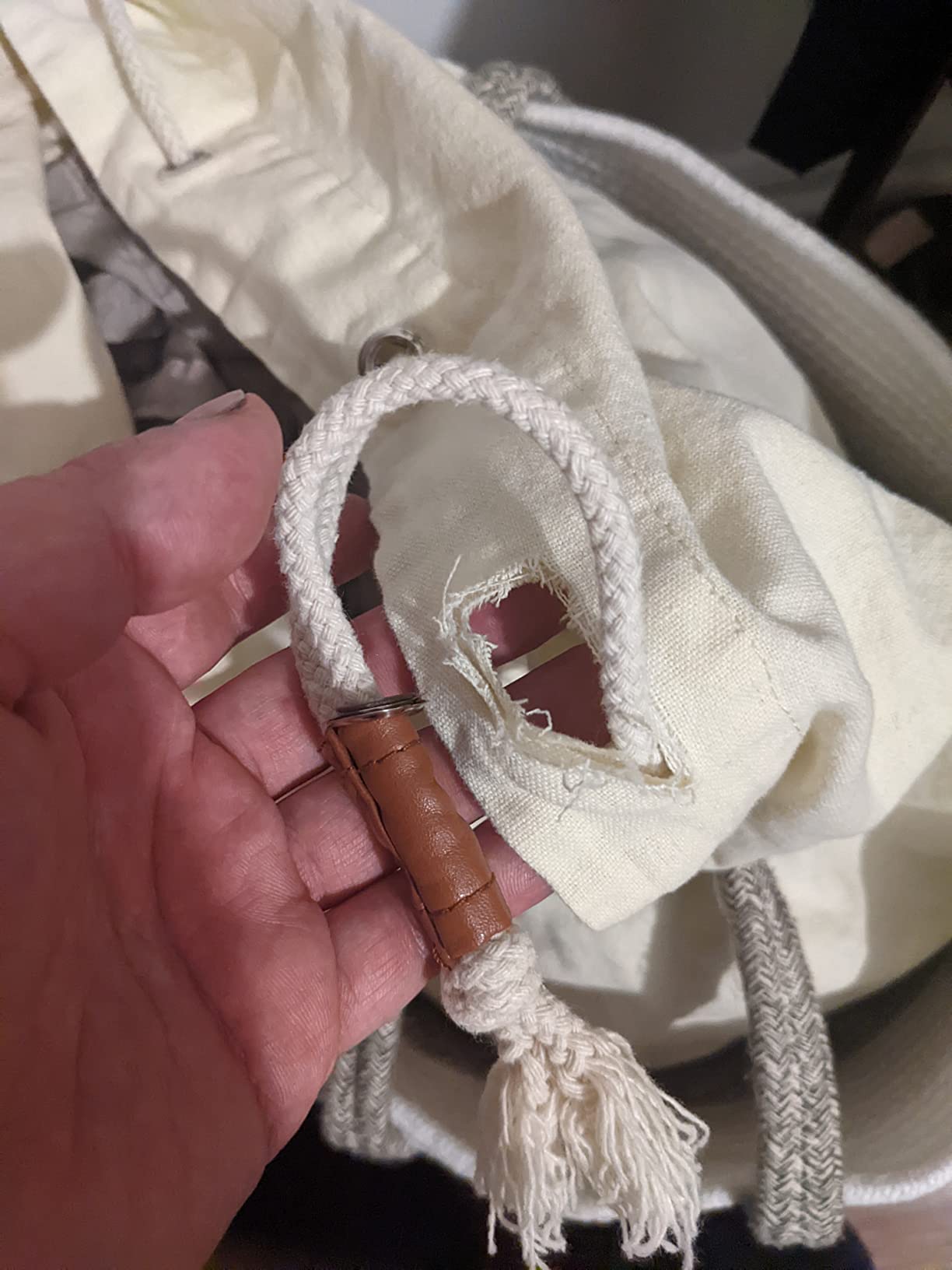 Handy Laundry Canvas Duffel Bag - Drawstring, Leather Closure, Shoulder Strap customer photo 1