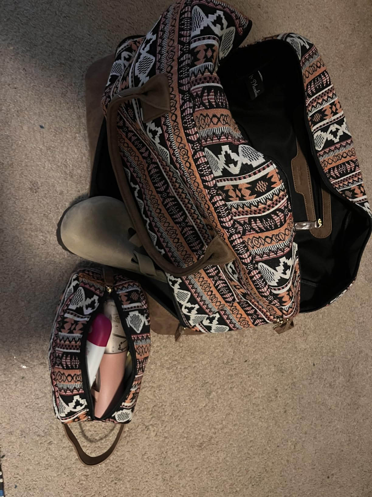 MyMealivos Canvas Weekender Bag, Overnight Travel Carry On Duffel Tote with Shoe Pouch (multi) customer photo 1