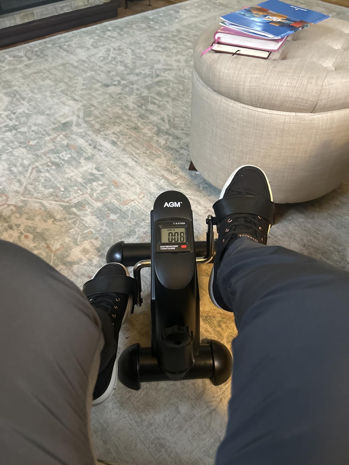 Mini Exercise Bike, AGM Under Desk Bike Pedal Exerciser Foot Cycle Arm & Leg Pedal Exerciser with LCD Screen Displays customer photo 1