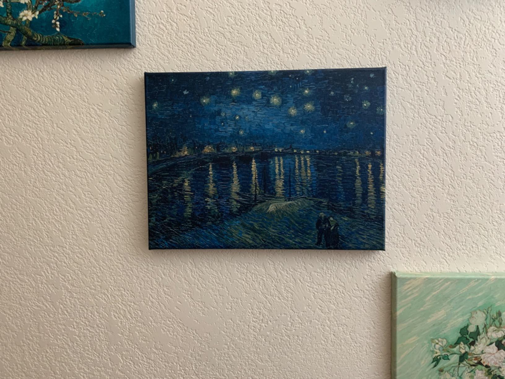 Wieco Art Starry Night Over the Rhone Canvas Prints Wall Art by Van Gogh Famous Oil Paintings Reproduction Extra Large Modern Gallery Wrapped Giclee Artwork Seascape Pictures for Bedroom Home Decor customer photo 2