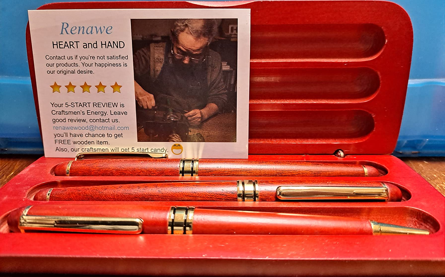 3 Pcs Wooden Pens Set with Gift Case/Best Writing Fountain Fancy Ballpoint Pen and Luxury Gel Pen with Ink Refills, Promotional Business Designer Pens customer photo 2