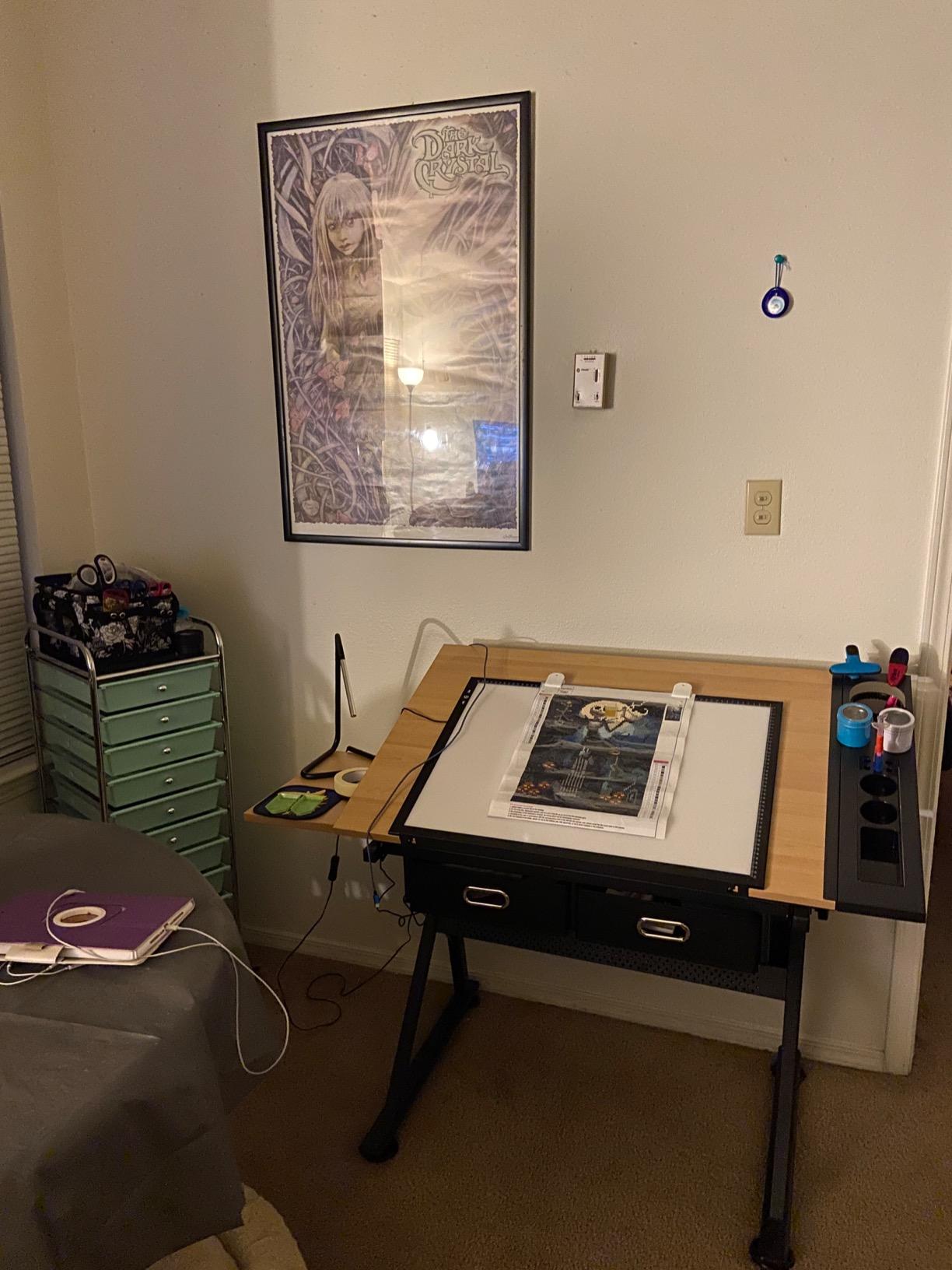 ZENY Drafting Table Art Desk Drawing Table Height Adjustable Artist Table with Tilted Tabletop, Drafting Stool and Storage Drawer for Reading, Writing, Crafting, Painting Art customer photo 2