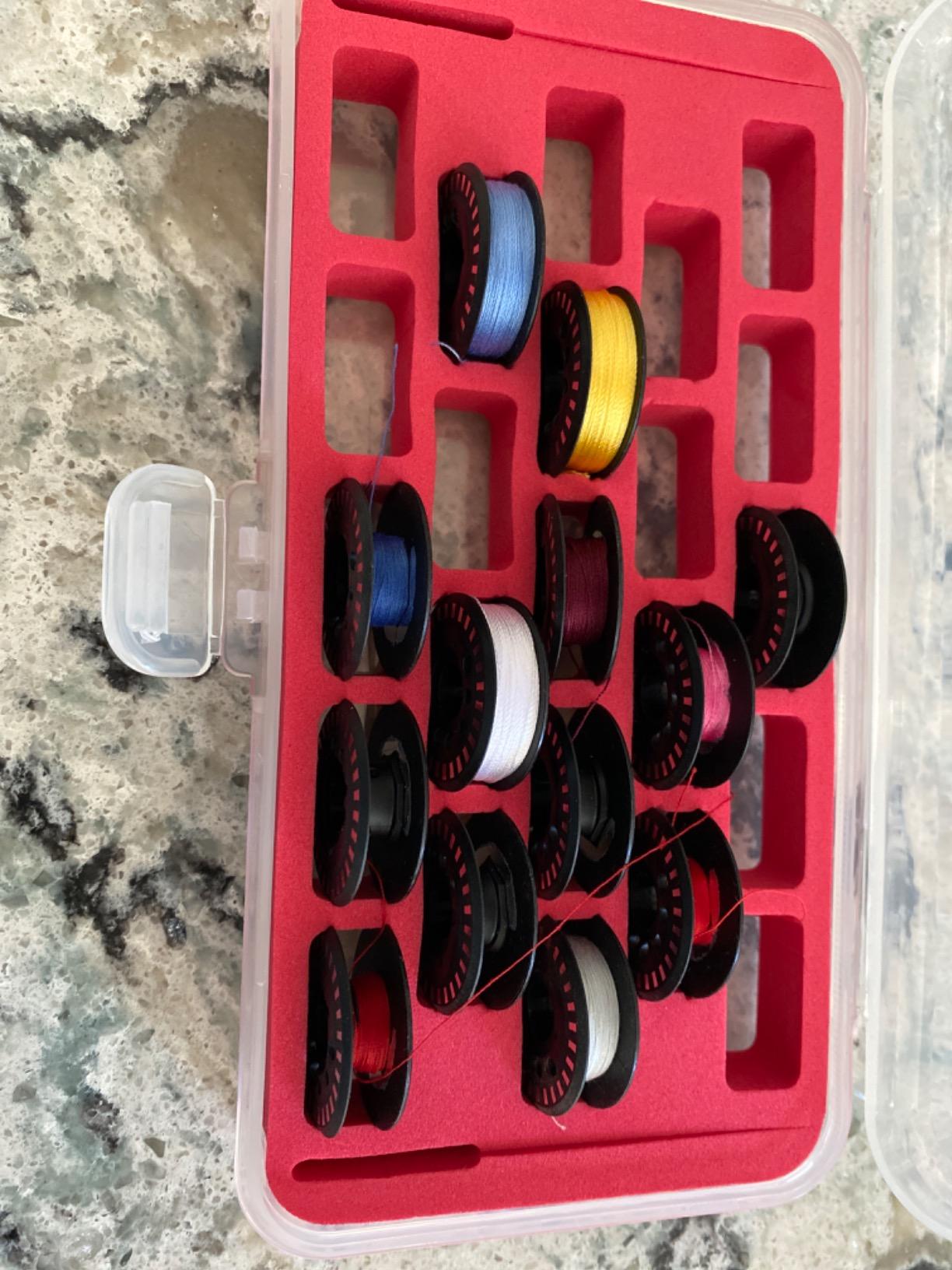 DREAMSTITCH Bobbin Case for Bernina New 7 and 8 Series Jumbo Bobbin Sewing Bobbin Storage Case and Saver Holds 23 Bobbins Box Organizer - Red customer photo 1