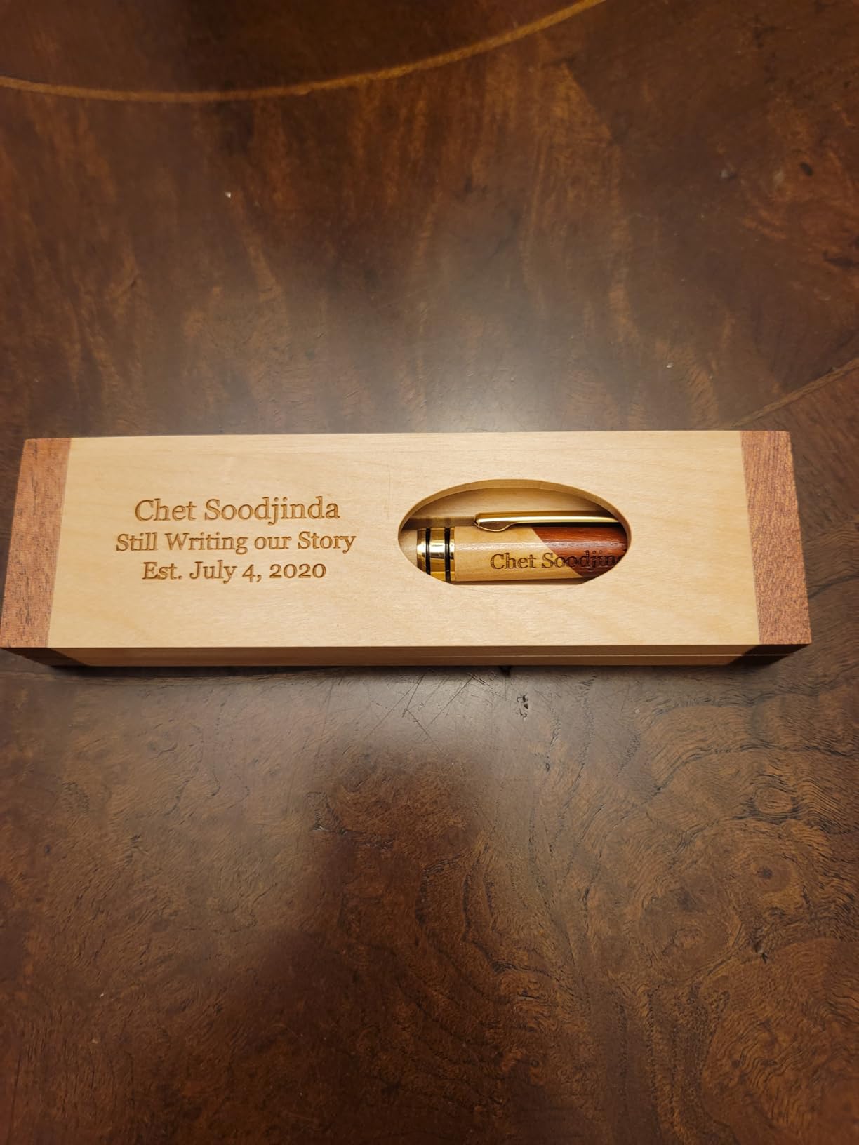 Executive Gift Shoppe | Personalized Custom Wood Pen Set with Maple and Rosewood Finish Box customer photo 1