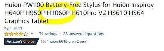 HUION PW100 Battery-Free Stylus customer photo 2