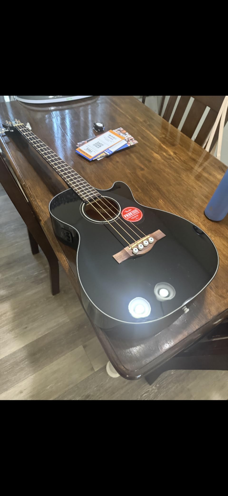 Fender Acoustic Bass Guitar 4-String with Fishman Bass Acoustic Guitar Pickup with Tuner and Equalizer, Classic Design with Rounded Walnut Fingerboard, Mahogany Construction, Spruce Top customer photo 2